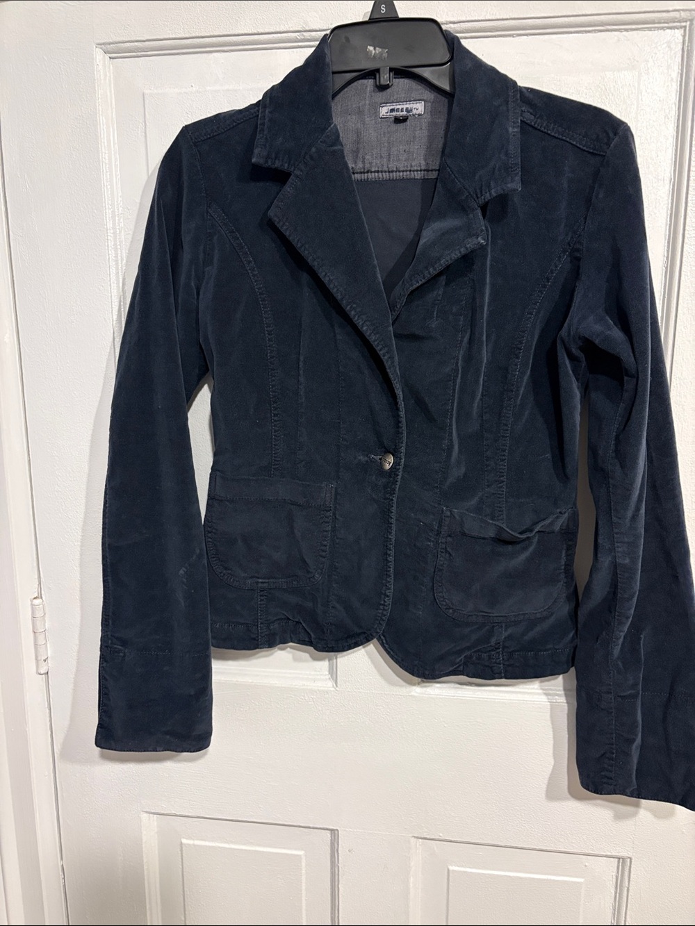 Classic Navy Corduroy Blazer Jacket - Women's